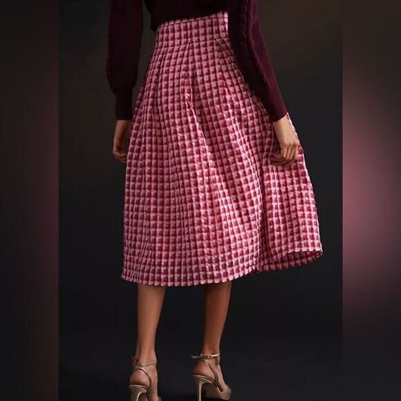 NWT Eva Franco Textured Plaid Midi Skirt - Picture 4 of 7